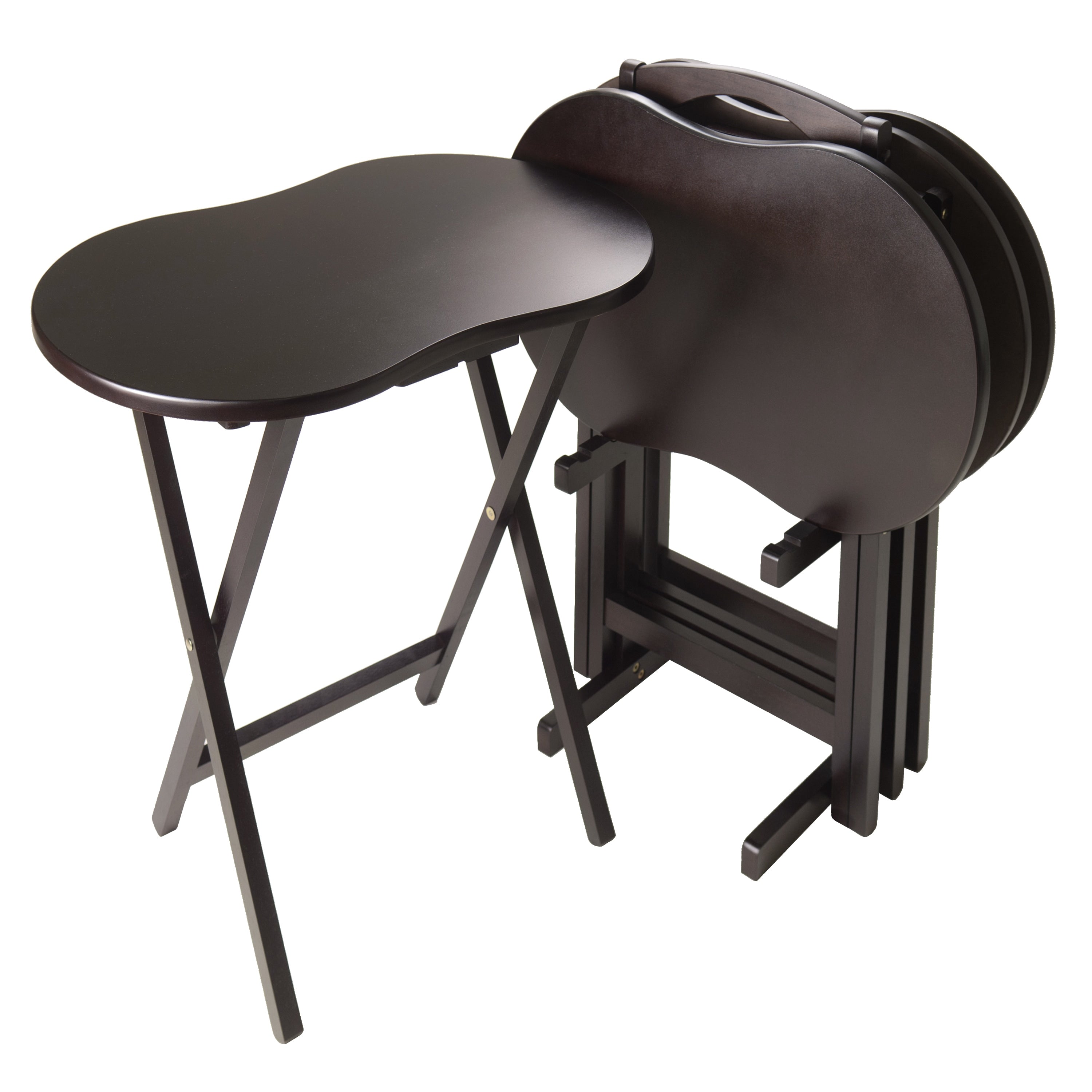 Porch Den Lawrenceville Downing Espresso Wood 5 Piece Snack Table Set