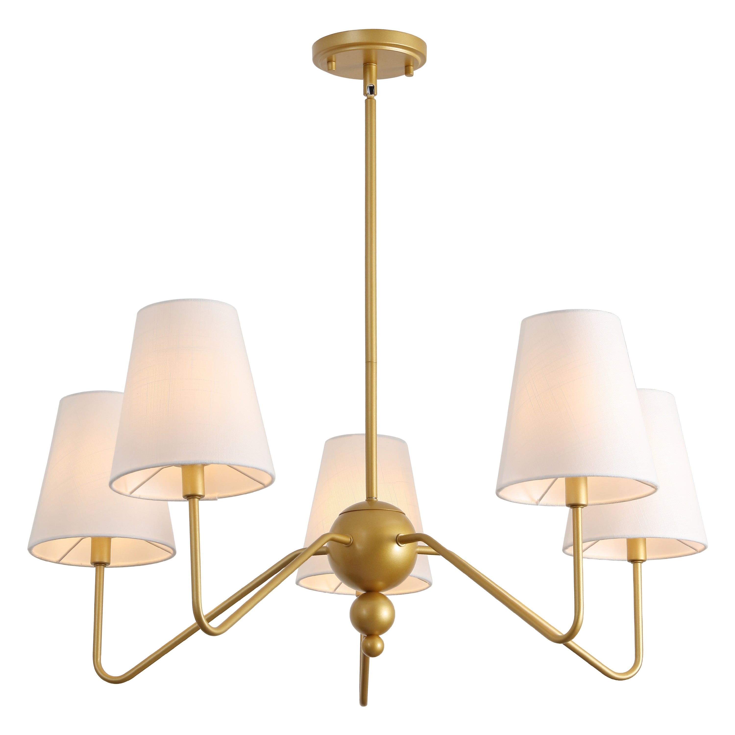 Skylar 32 5 Light Classic Minimalist Metal Inverted Gourd Led Chandelier Gold Painting
