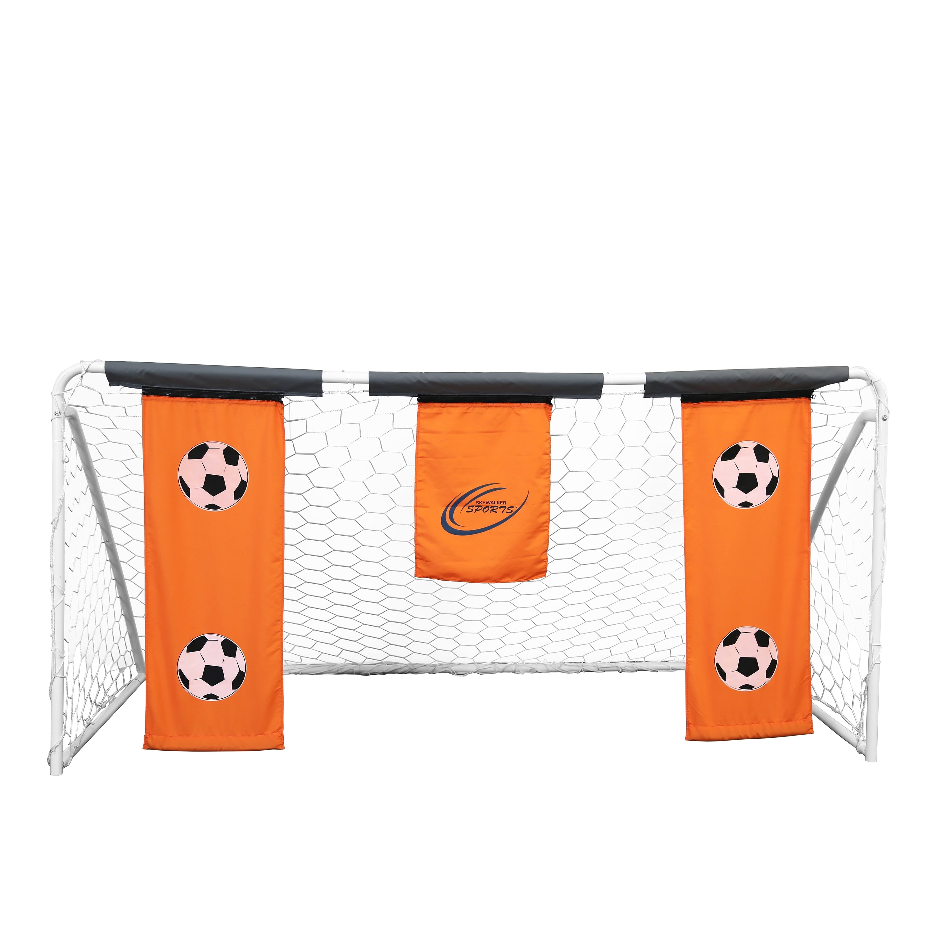 Skywalker Sports 9X5 Soccer Goal With Practice Banners Orange