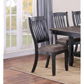 Slat Back Dining Chairs Black Finish Upholstered Seat