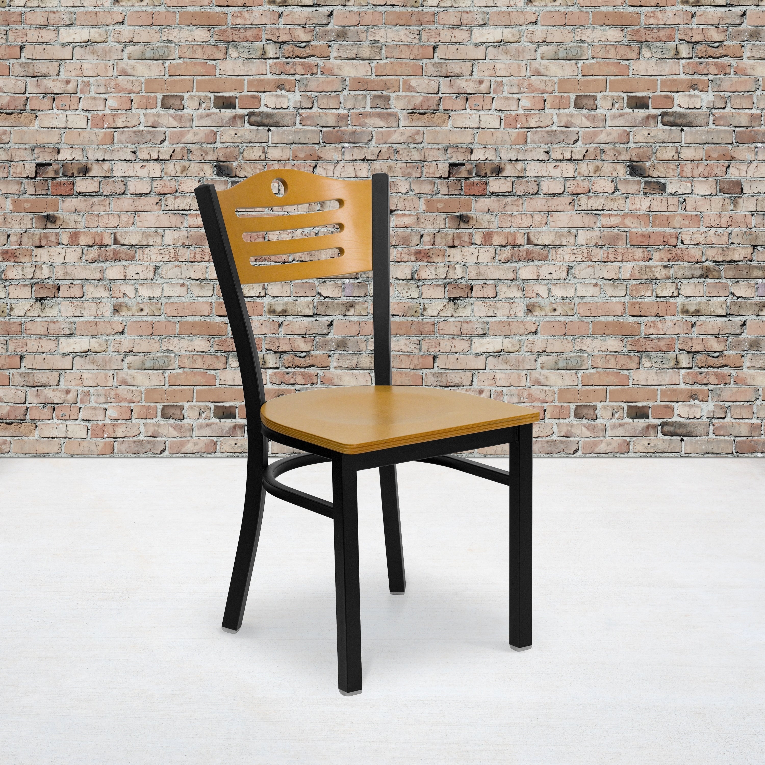Slat Back Metal Restaurant Chair 16.5 W X 21.5 D X 32.75 H