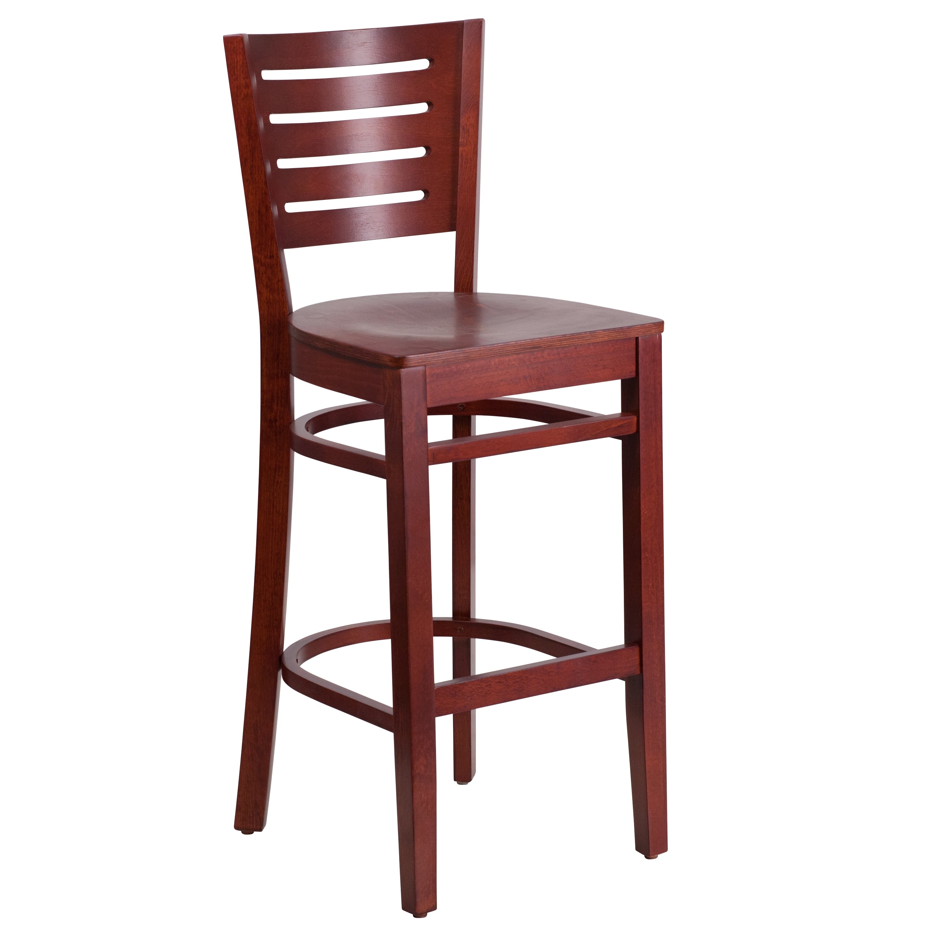 Slat Back Wooden Restaurant Barstool 16.75 W X 18 D X 43.5 H