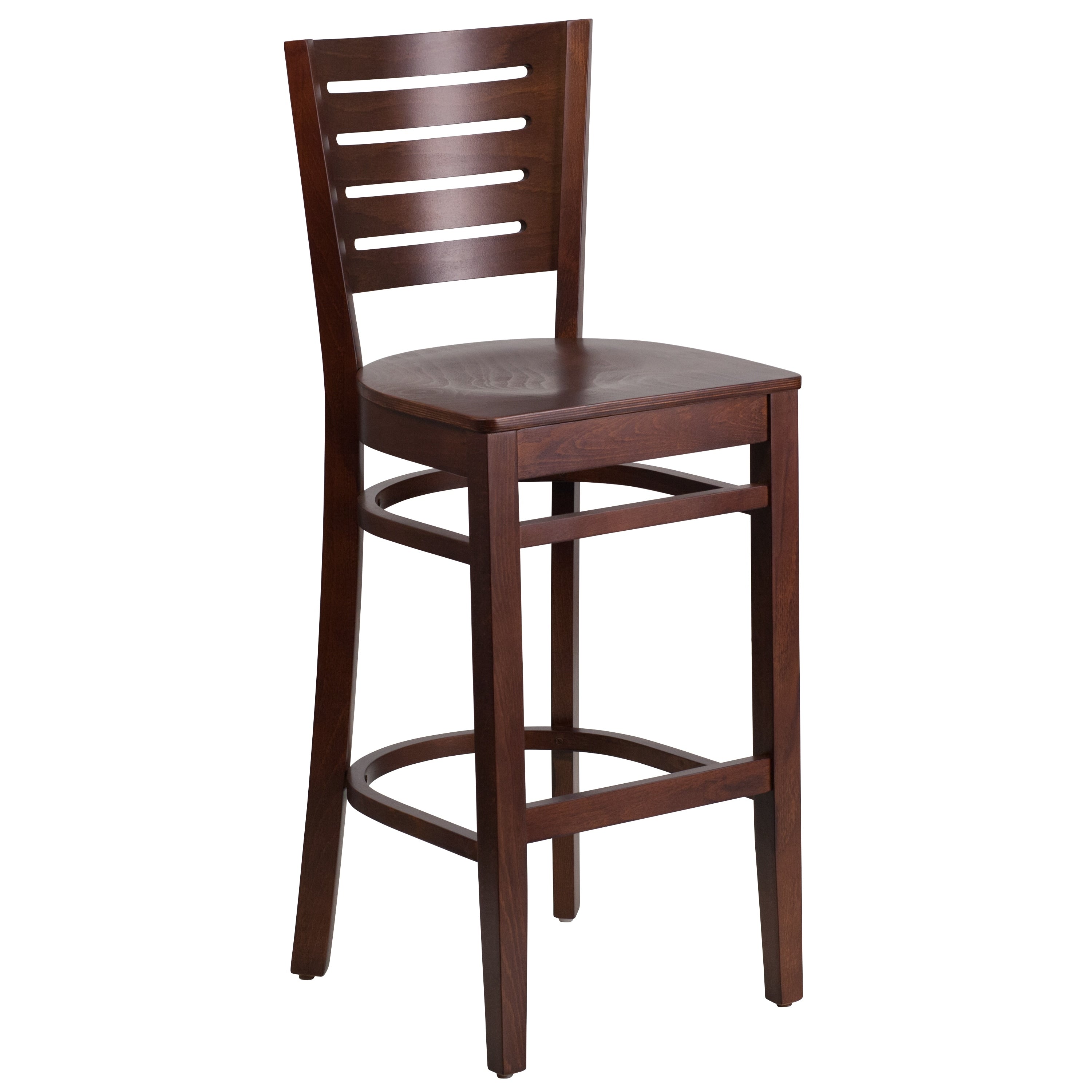 Slat Back Wooden Restaurant Barstool 16.75 W X 18 D X 43.5 H