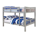 Slatted Full Over Full Bunk Bed With Attached Ladder Gray