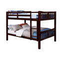 Slatted Full Over Full Bunk Bed With Attached Ladder Walnut Brown
