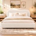 Sleek Curved Upholstered Platform Bed By Harper Bright Designs