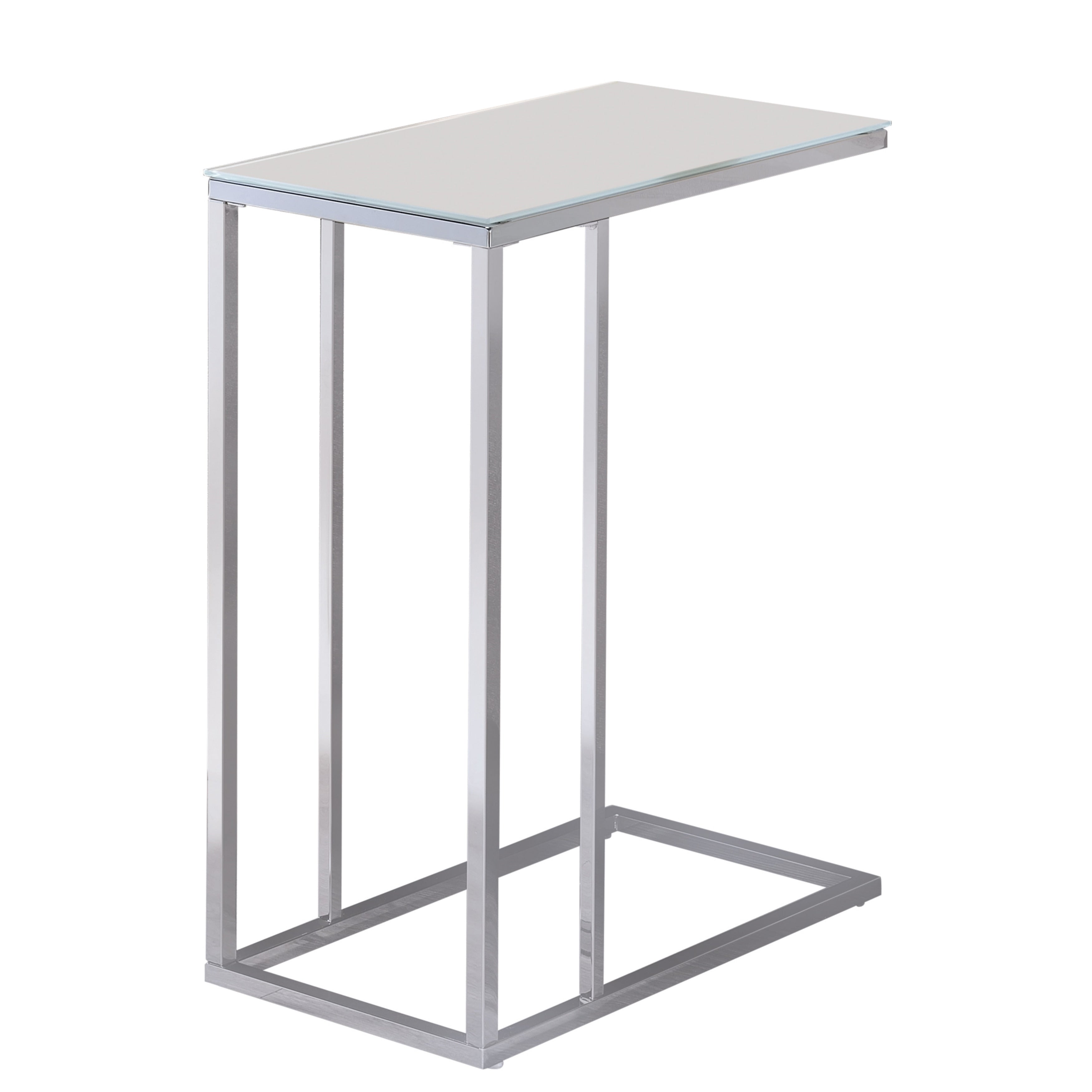 Sleek Design Snack Table With Frosted Tempered Glass Top