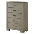 Sleek Gray Five Drawer Storage Chest Modern Wooden Bedroom Furniture