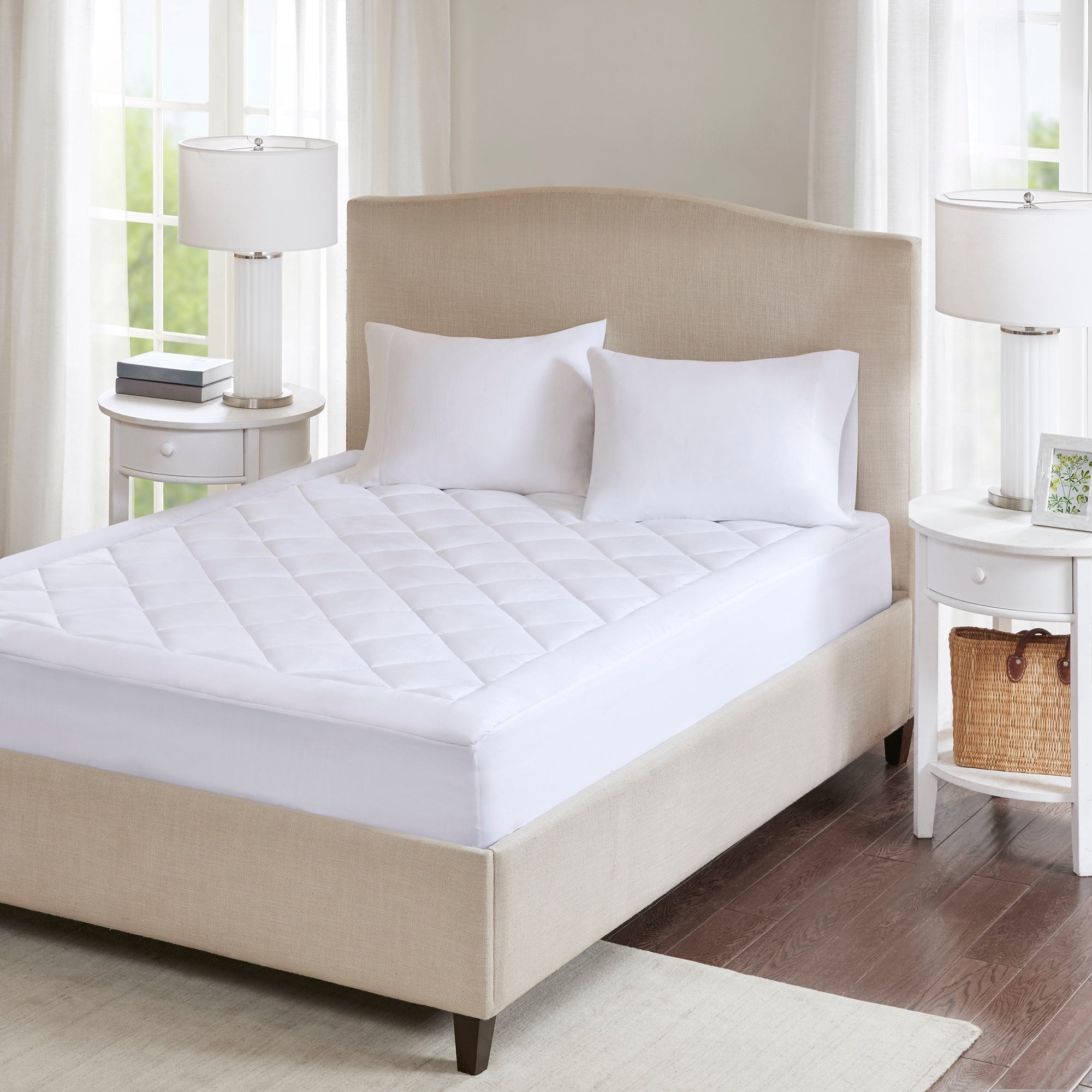 Sleep Philosophy Harmony Waterproof 3M Scotchgard Moisture Treatment Mattress Protector Pad White