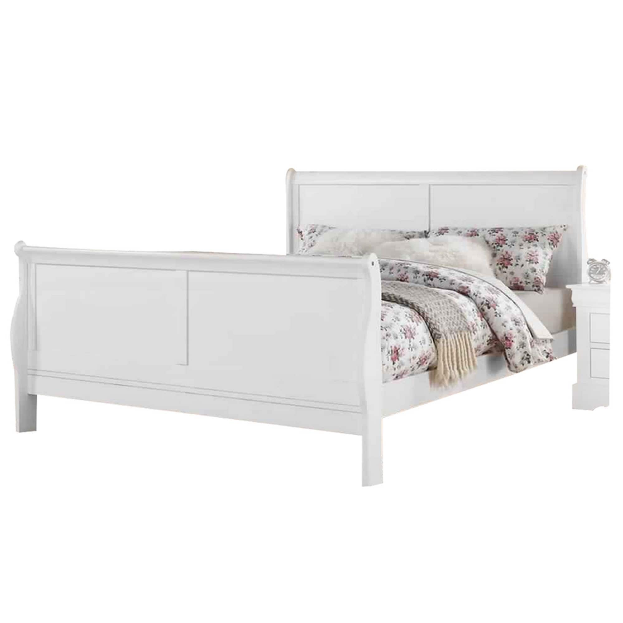 Sleigh Design Full Size Bed With Sleek Legs White