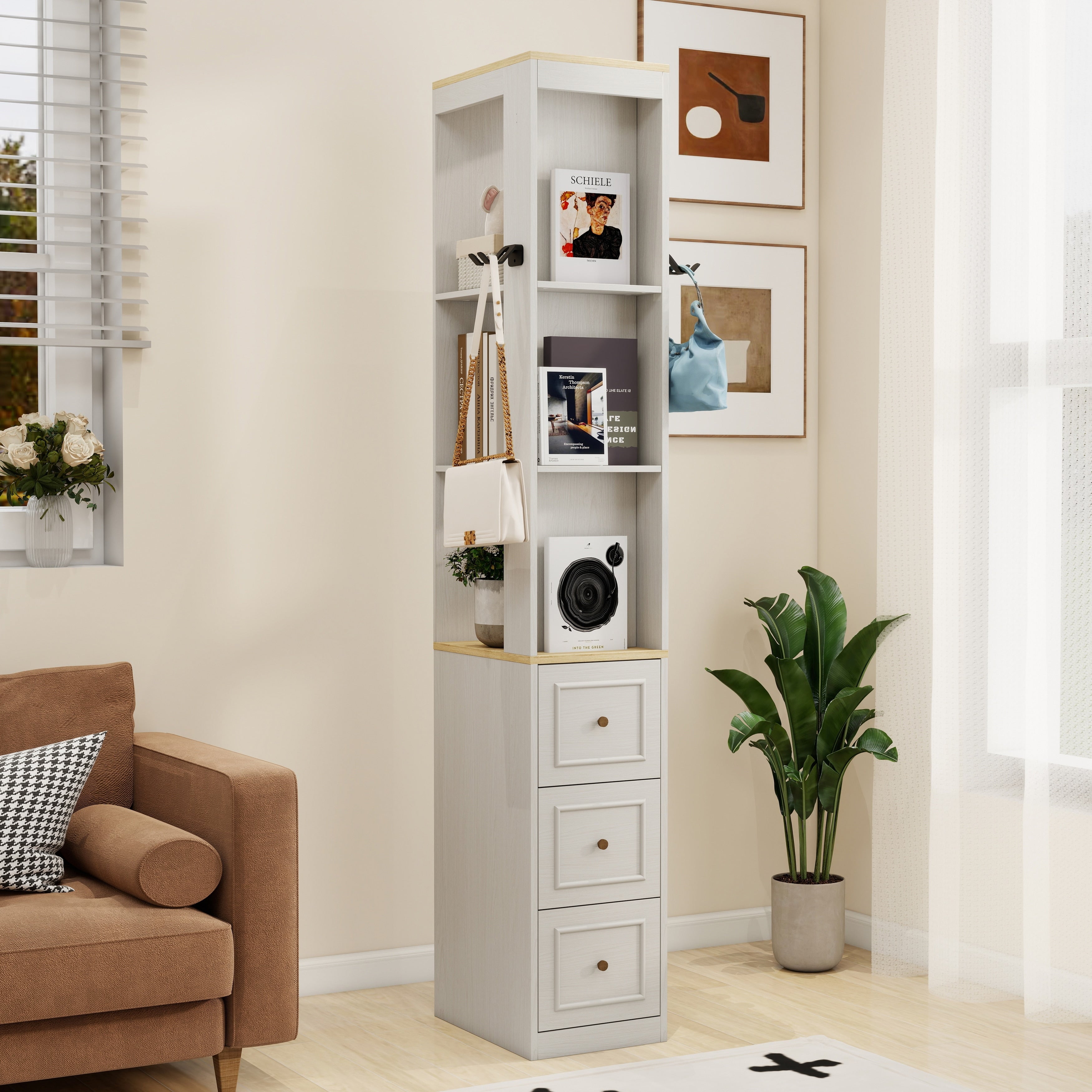 Slim Storage Cabinet Display Cabinet With Drawers Antique White Base Cabinet Hallway Cabinet For Living Room