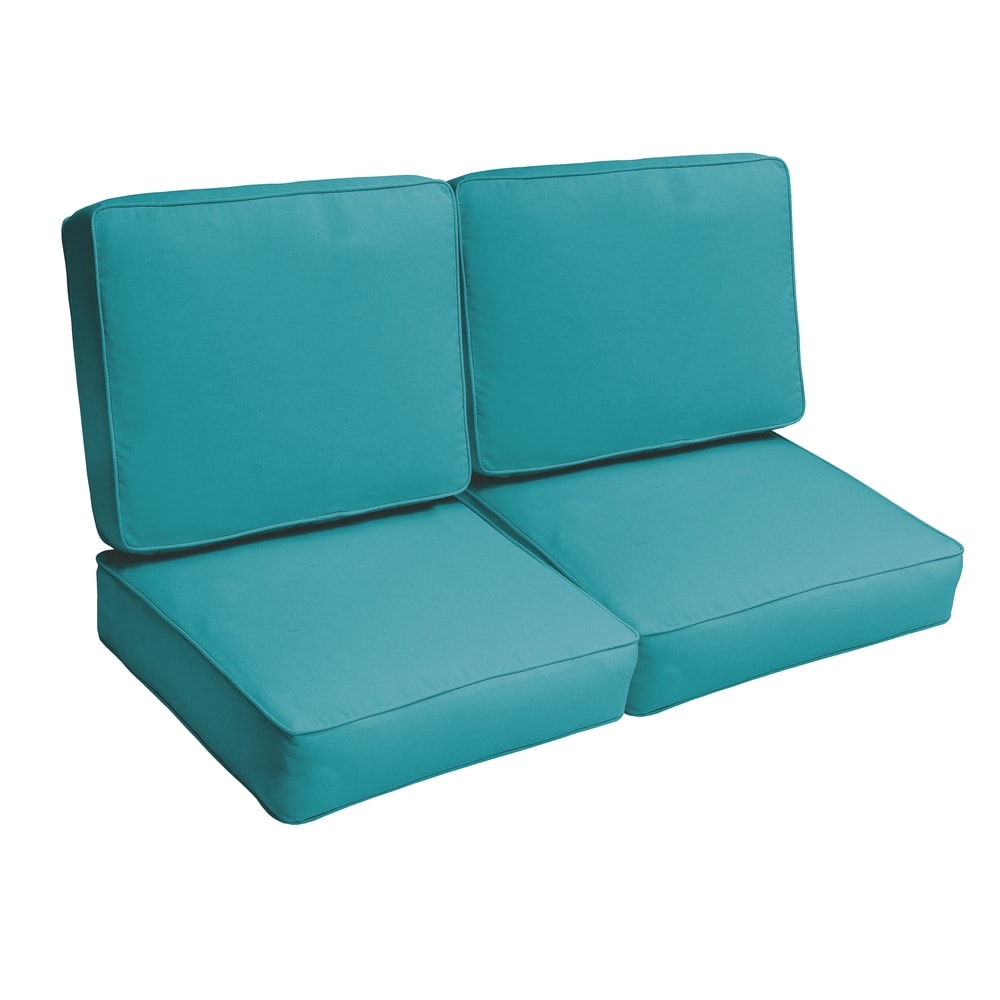 Sloane Aqua Blue 47 Inch Indoor Outdoor Corded Loveseat Cushion Set