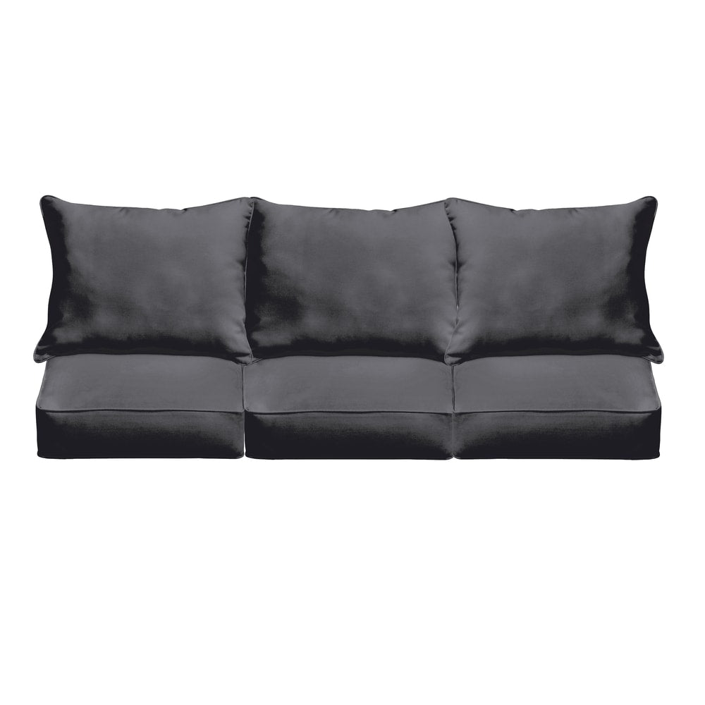 Sloane Black Indoor Outdoor Corded Cushion And Pillow Sofa Set