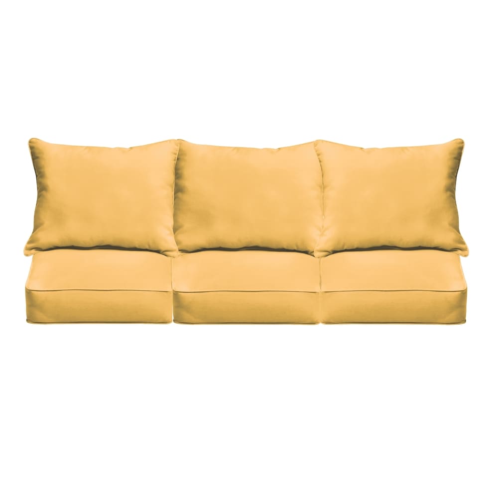 Sloane Butter Yellow Indoor Outdoor Corded Sofa Cushion Set