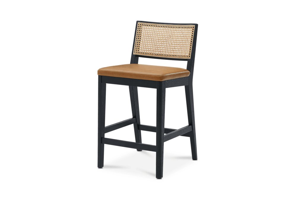 Sloane Cane and Leather Counter Stool