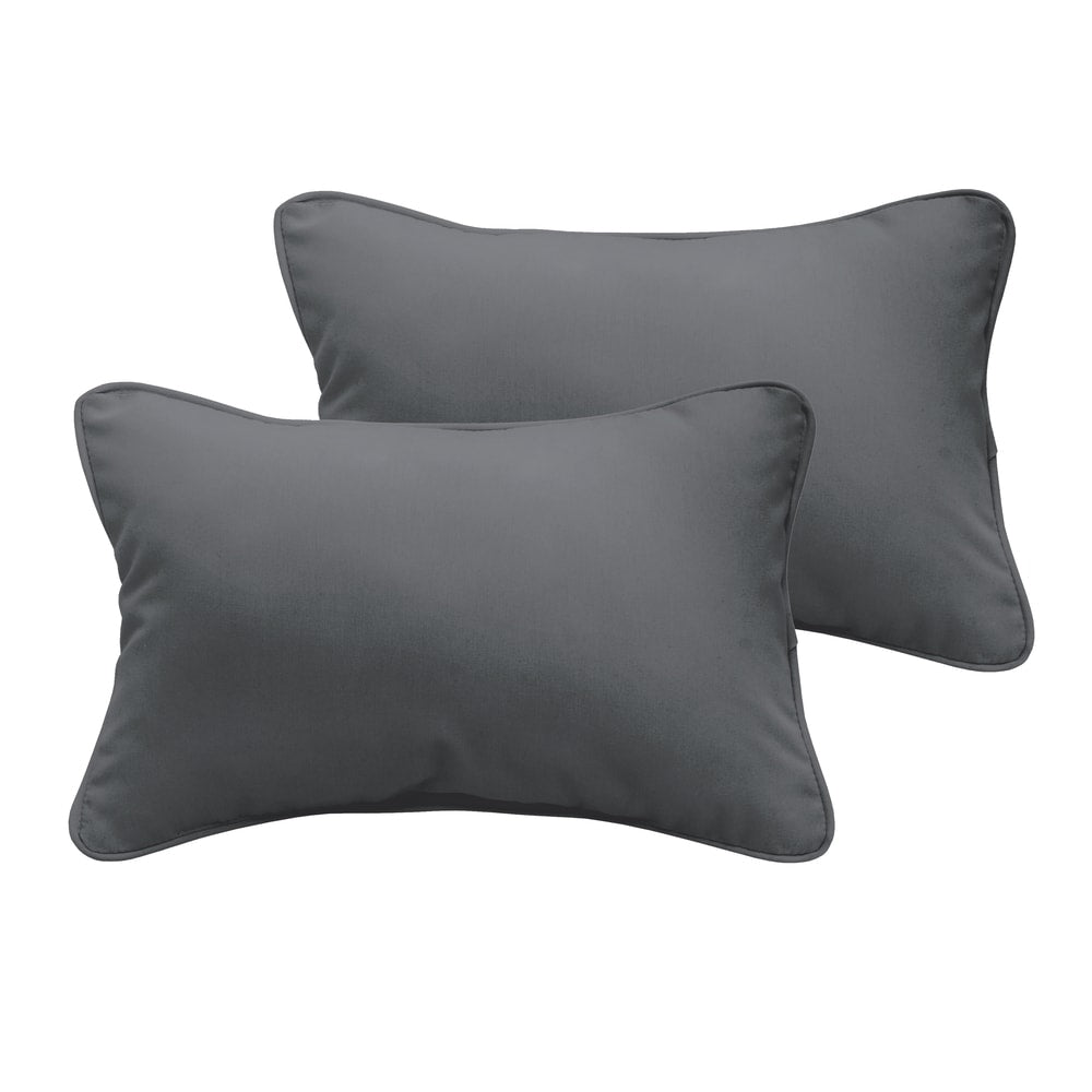 Sloane Charcoal Grey 12 X 24 Inch Indoor Outdoor Pillow Set