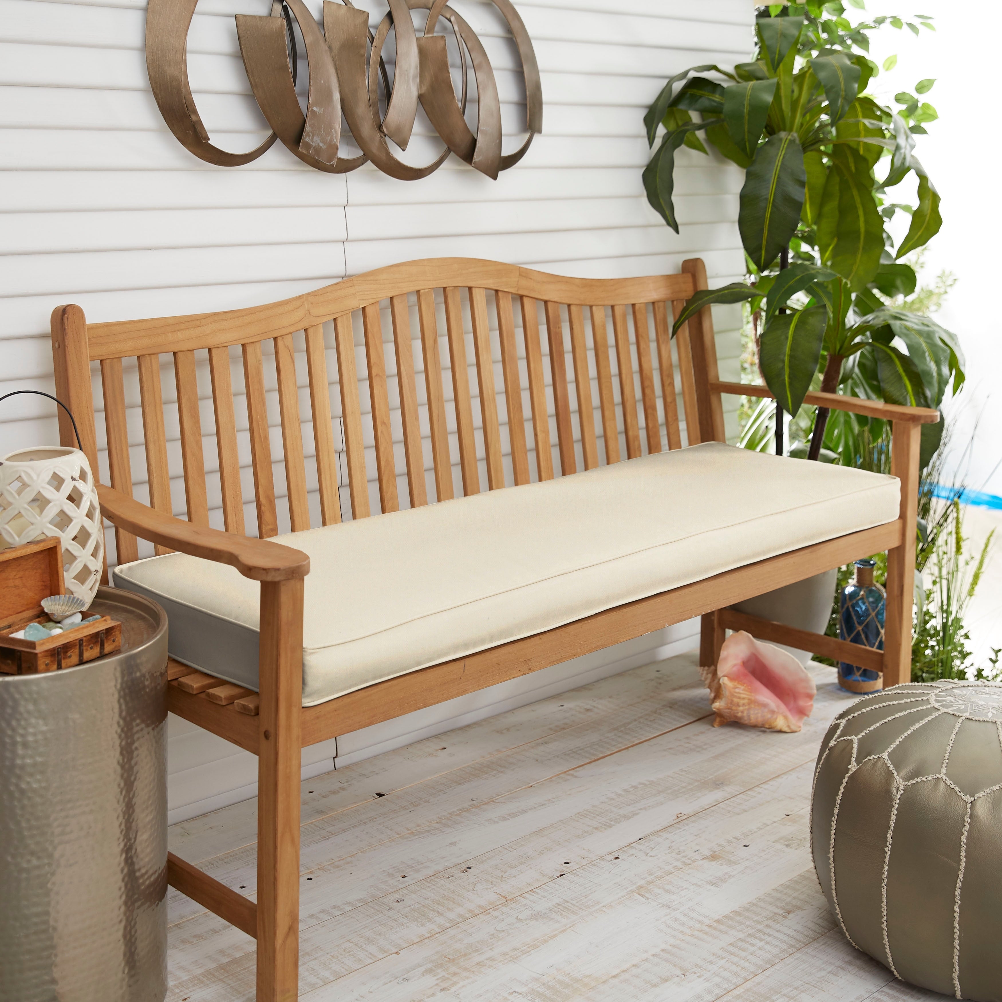 Sloane Ivory 48 Inch Indoor Outdoor Corded Bench Cushion