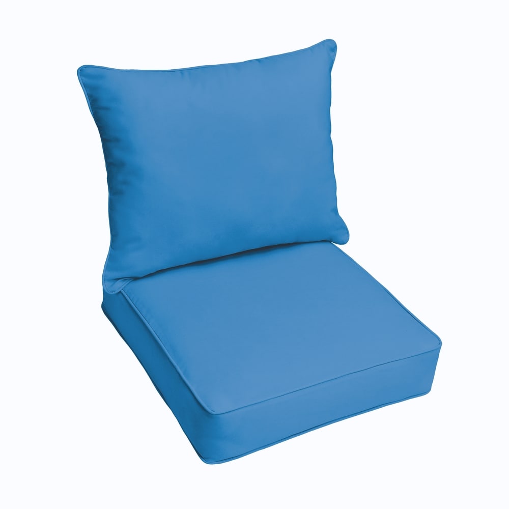 Sloane Light Blue Indoor Outdoor Corded Chair Cushion And Pillow Set