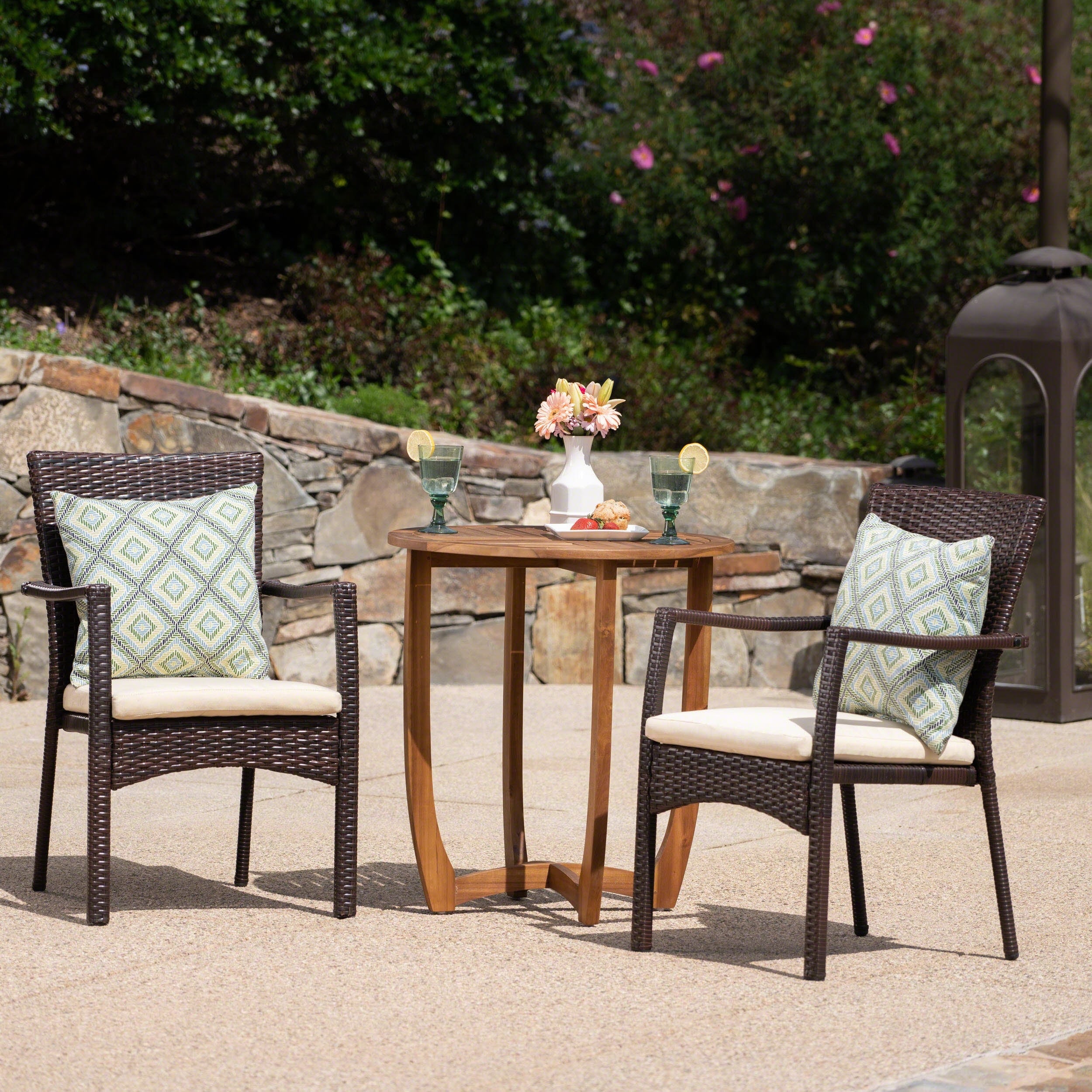 Sloane Outdoor 3 Piece Wicker Bistro Set By Christopher Knight Home