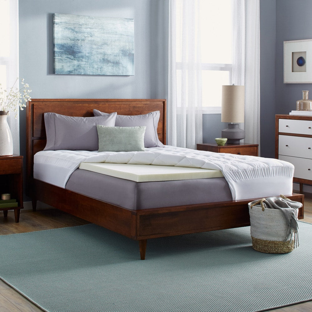 Slumber Solutions 2 Inch Memory Foam And 1.5 Inch Fiber Fill Mattress Topper