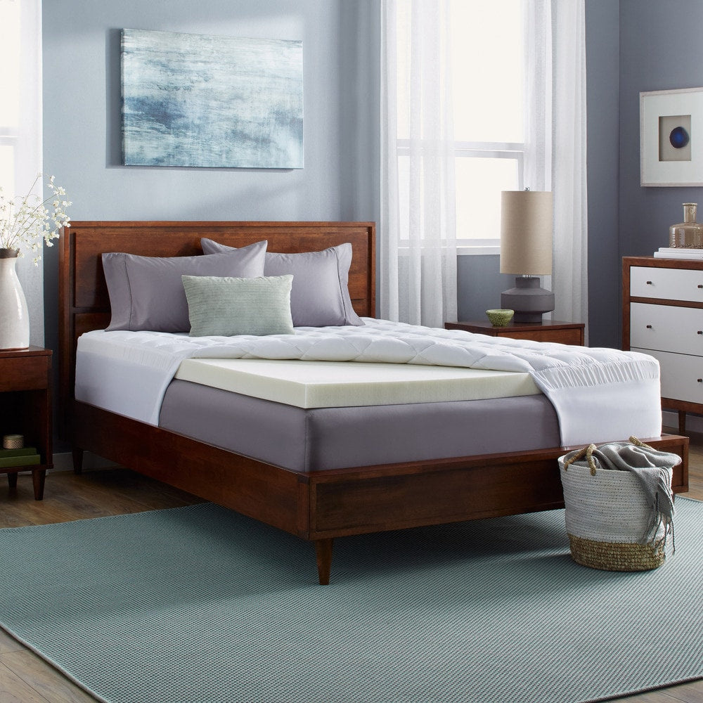 Slumber Solutions 3 Inch Memory Foam And 1.5 Inch Fiber Mattress Topper