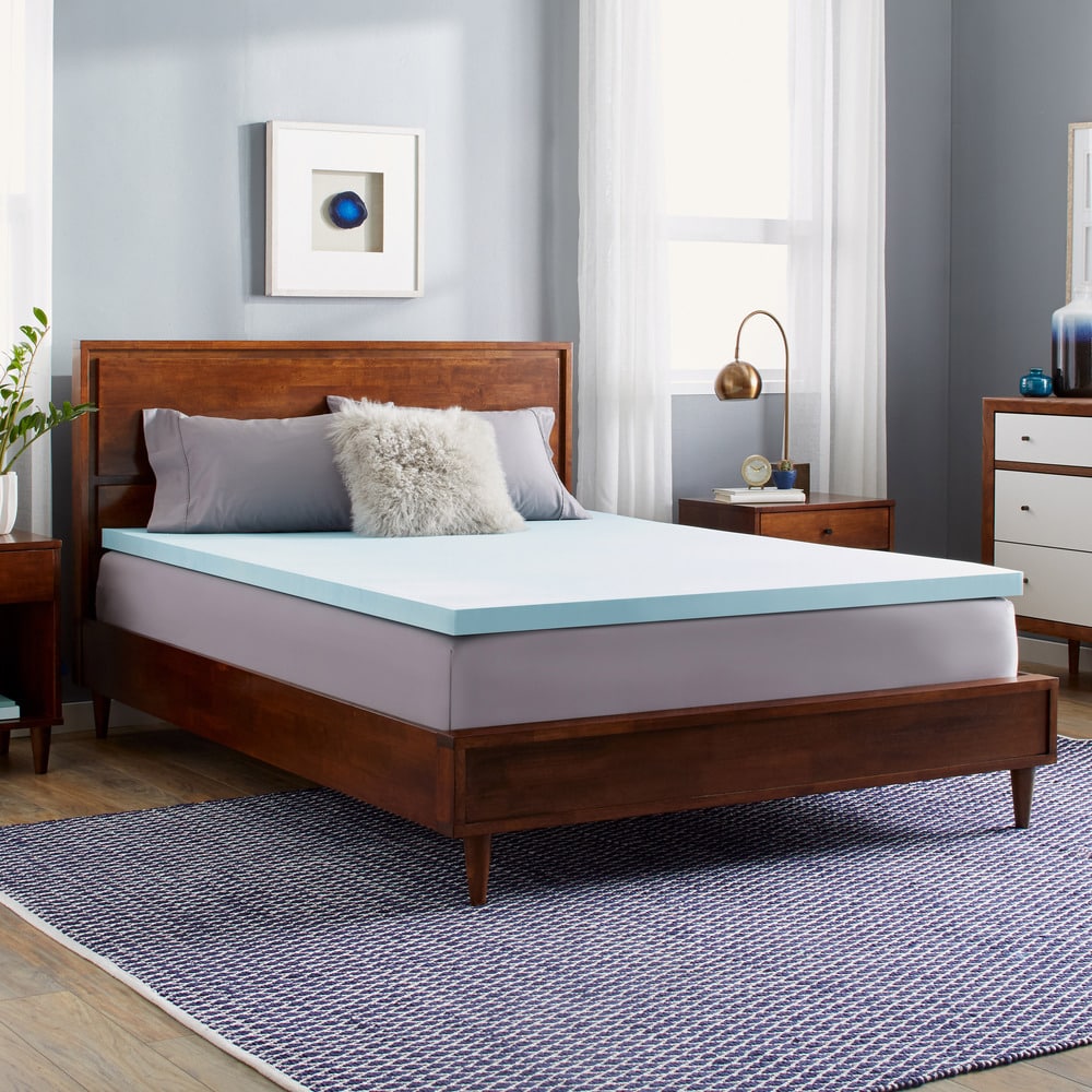 Slumber Solutions Choose Your Comfort 2 Inch Gel Memory Foam Mattress Topper Blue