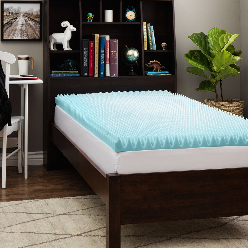 Slumber Solutions Dorm 3 Inch Twin Xl Size Textured Gel Memory Foam Mattress Topper