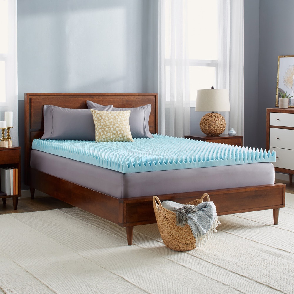 Slumber Solutions Highloft 4 Inch Textured Gel Memory Foam Mattress Topper White