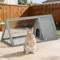 Small Animal Cage Rabbit Hutch A Frame Wooden Pet House Is Designed For Convenient Cleaning Grey