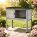 Small Animal Cage Rabbit Hutch Elevated Rabbit Hutch Is Designed For Convenient Cleaning Black Gray