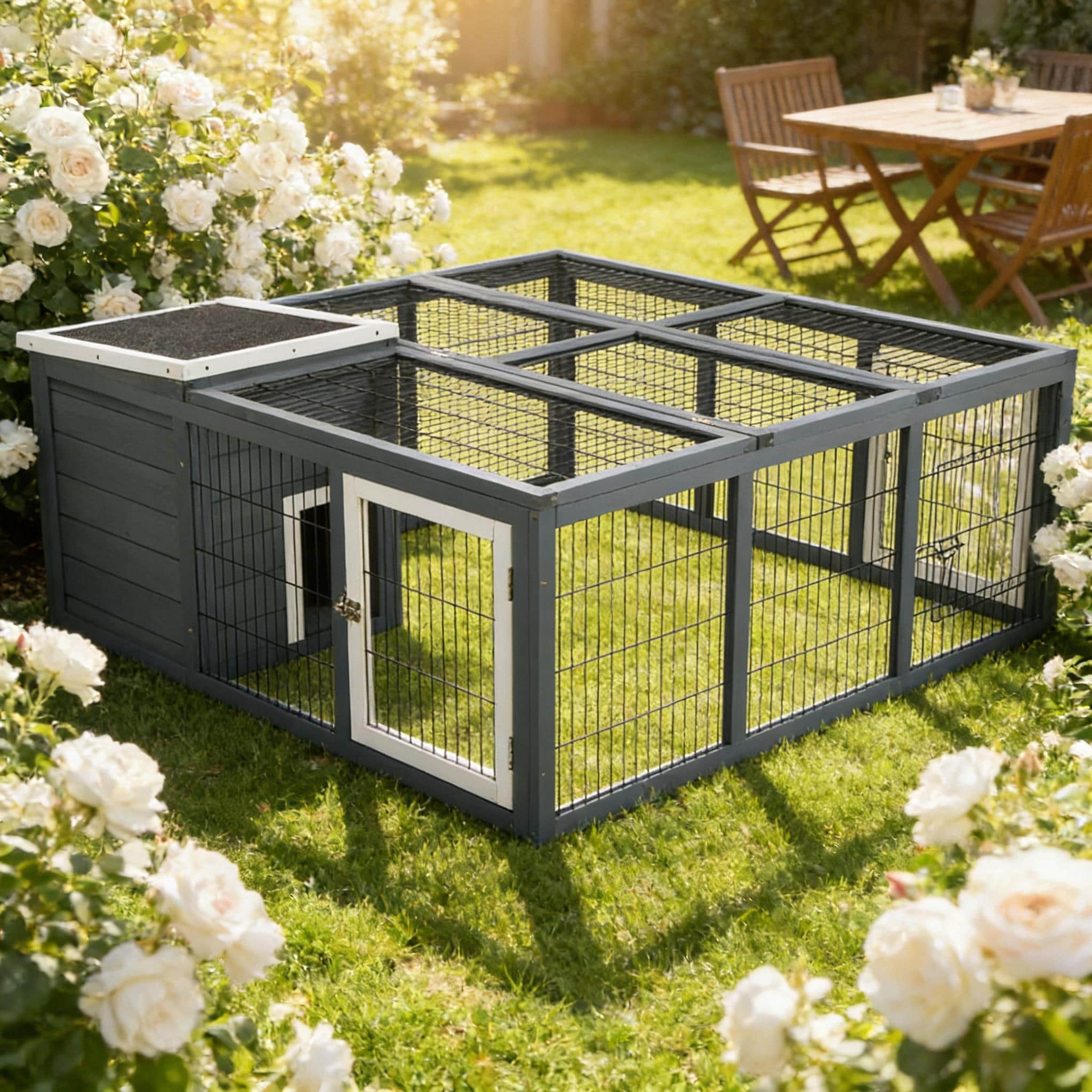 Small Animal Hutch Cage Pet House Rabbit House Is Designed For Convenient Cleaning Gray