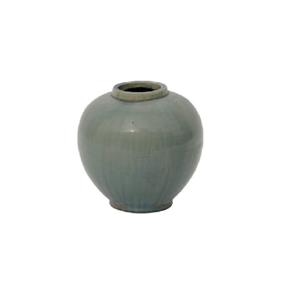 Small Ceramic Apple Shaped Pot 9 Inch Tall Vintage Green