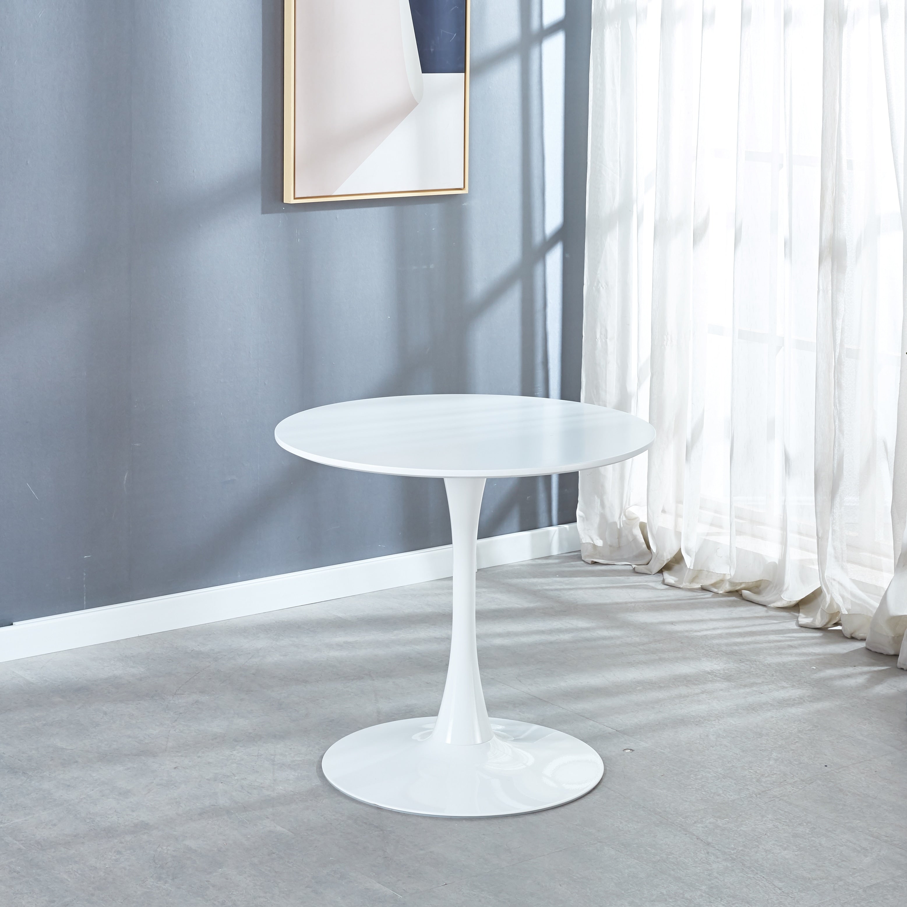 Small Circle Kitchen Table For 2 4 People Round Dining Table With Metal Pedestal Base End Table Leisure Coffee Table