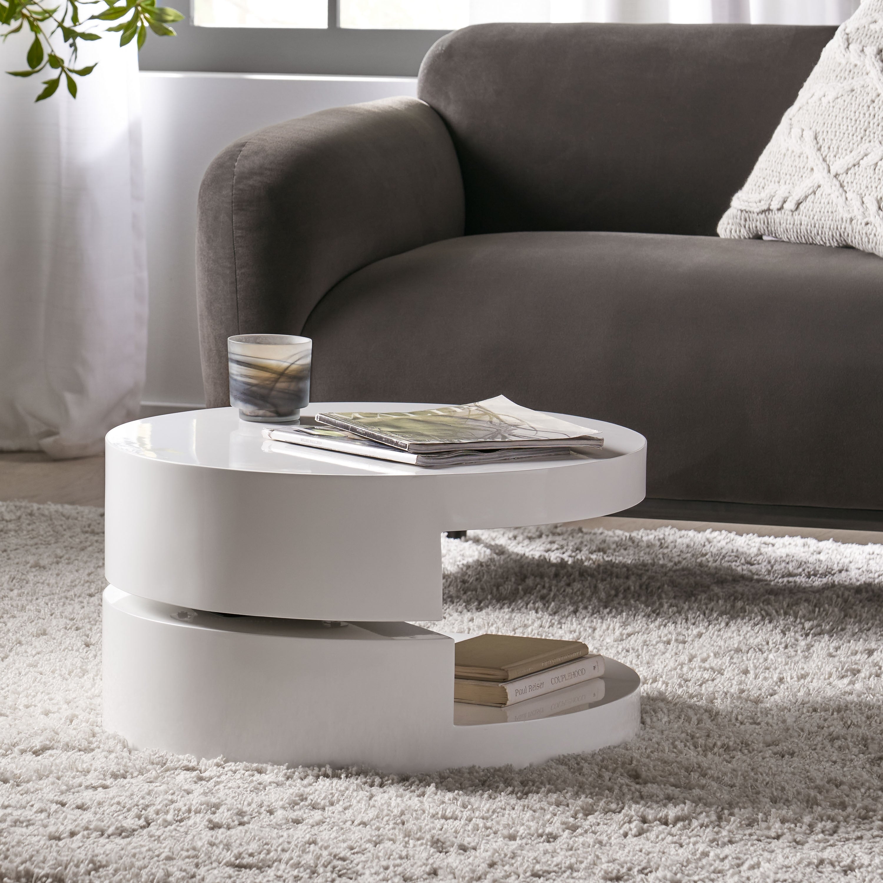 Small Circular Mod Rotatable Coffee Table By Christopher Knight Home