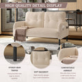 Small Corduroy Upholstered Loveseat Sofa Lounge Sofa Chair With Double Side Pockets High Density Sponge 2 Seater Sofa