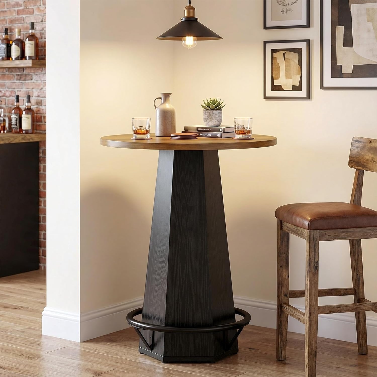 Small Dining Table For 2 39.4 H Round Commercial Counter Height Bar Table With Footrest 31.5 L X 31.5 W X 39.37 H