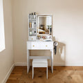 Small Makeup Vanity Desk With Led Lighted Mirror 3 Drawers Power Outlet Hair Dryer Holder And Chair Modern Vanity