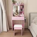 Small Makeup Vanity Desk With Mirror Adjustable Led Lights Built In Power Outlet Hidden Storage