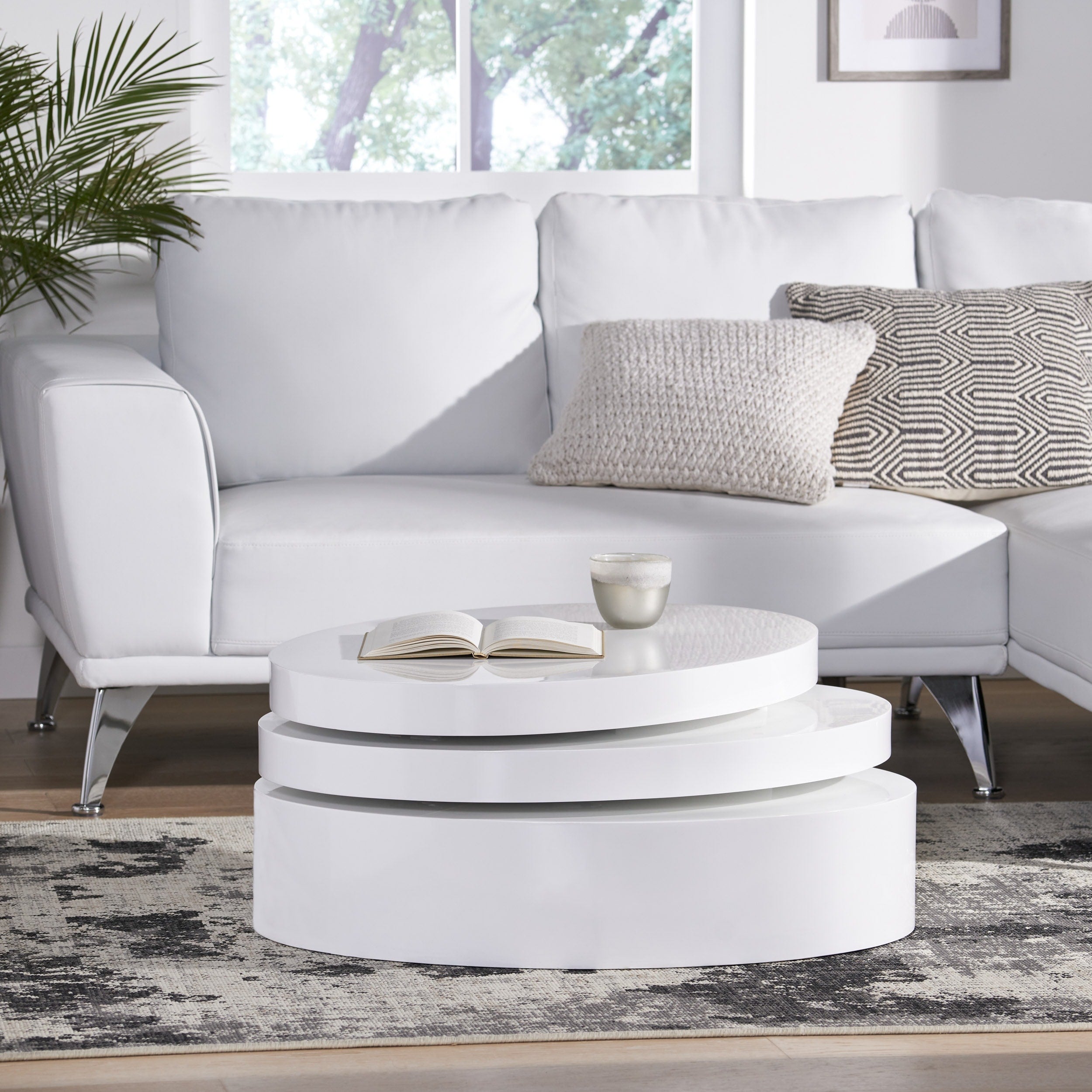 Small Oval Mod Rotatable Coffee Table By Christopher Knight Home