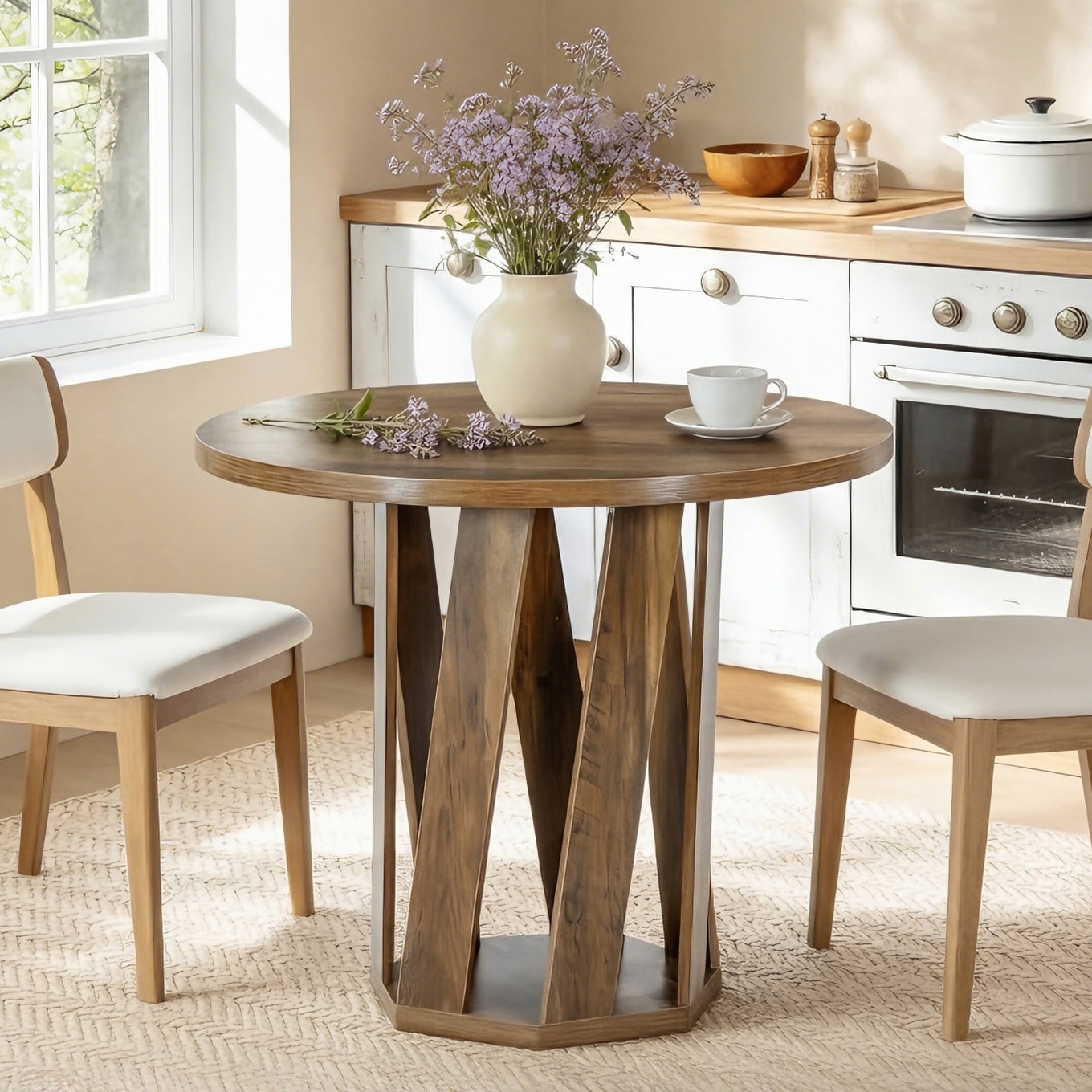 Small Round Dining Table 31.5 Inch Farmhouse Kitchen Table For 2 4 People 31.5 D X 31.5 W X 29.53 H