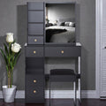 Small Space Vanity Table With Sliding Mirror And Stool 29.2 Inch Makeup Dresser With Drawer Storage