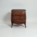 Small Walnut Finish Bombe Accent Chest With 3 Drawers