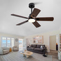 Smart 42 Indoor Outdoor Ceiling Fan With Light Dual Finish Black Walnut 6 Blade Remote Control Dimmable Led