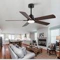 Smart 52 Indoor Outdoor Ceiling Fan With Light Dual Finish Black Walnut 6 Blade Remote App Control Dimmable Led