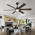Smart 60 Indoor Outdoor Ceiling Fan With Light Dual Finish Black Walnut 6 Blade Remote Control Dimmable Led