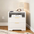 Smart Nightstand With Charging Station Night Light Bedside Table With Storage Cabinet