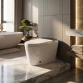 Smart Toilet Bidet Integrated Combo With Auto Open Close Lid Toe Kick Flush Heated Seat Warm Air Dryer Elongated Toilet
