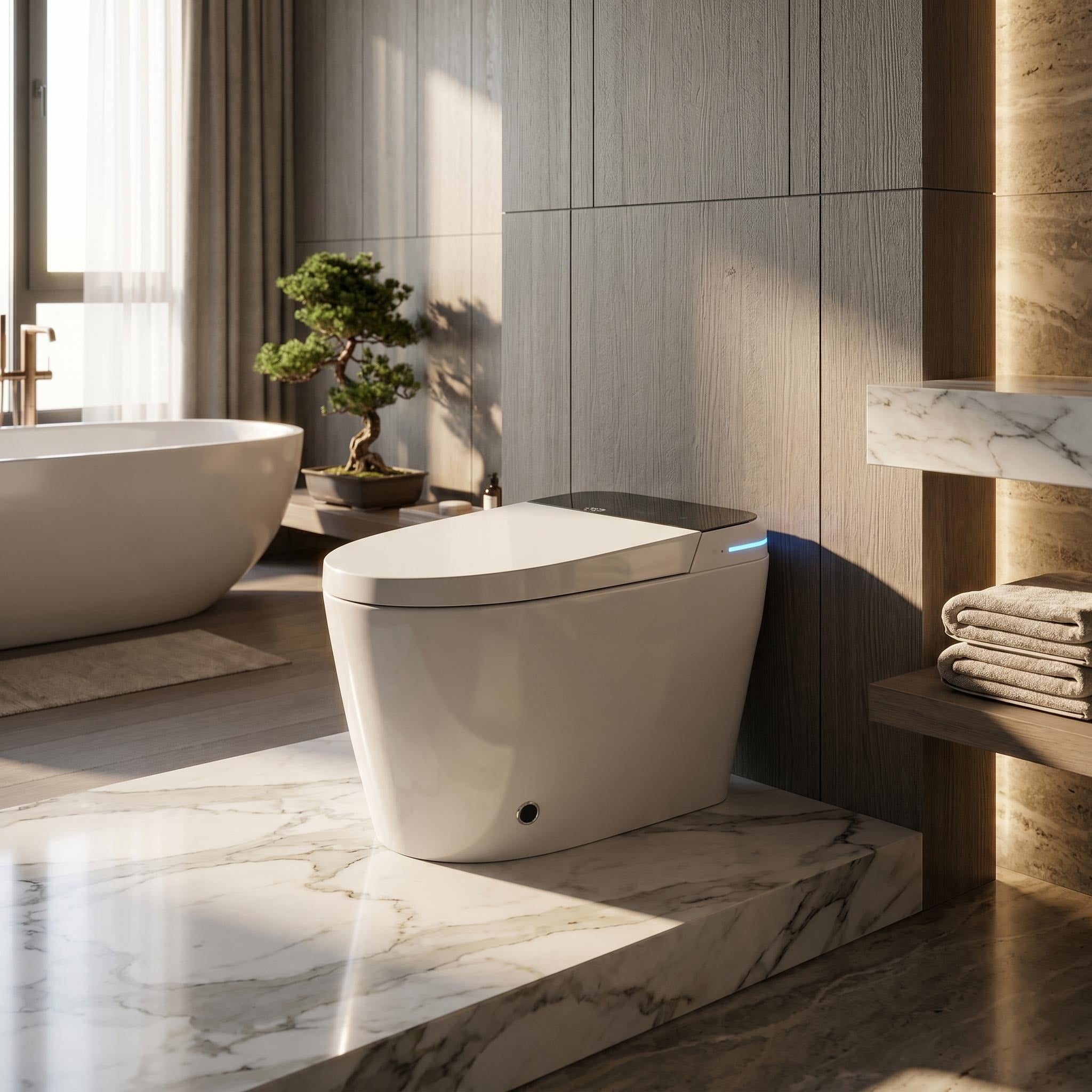 Smart Toilet Bidet Integrated Combo With Auto Open Close Lid Toe Kick Flush Heated Seat Warm Air Dryer Elongated Toilet