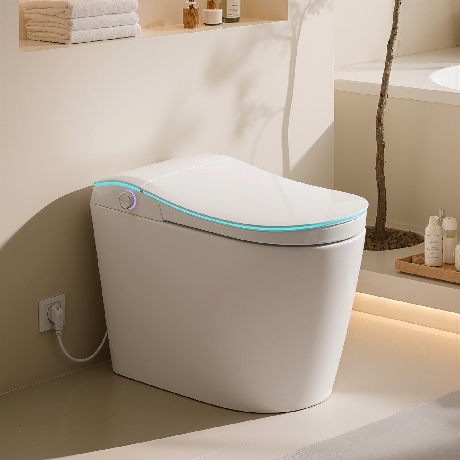 Smart Toilet With Bidet Heated Seat Auto Flush Warm Air Dryer Night Light One Piece Intelligent Toilet 220 Lbs Capacit
