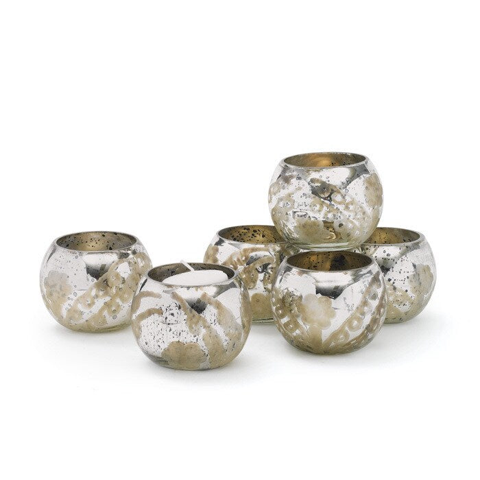 Set Of 6 Smoky Mercury Votives